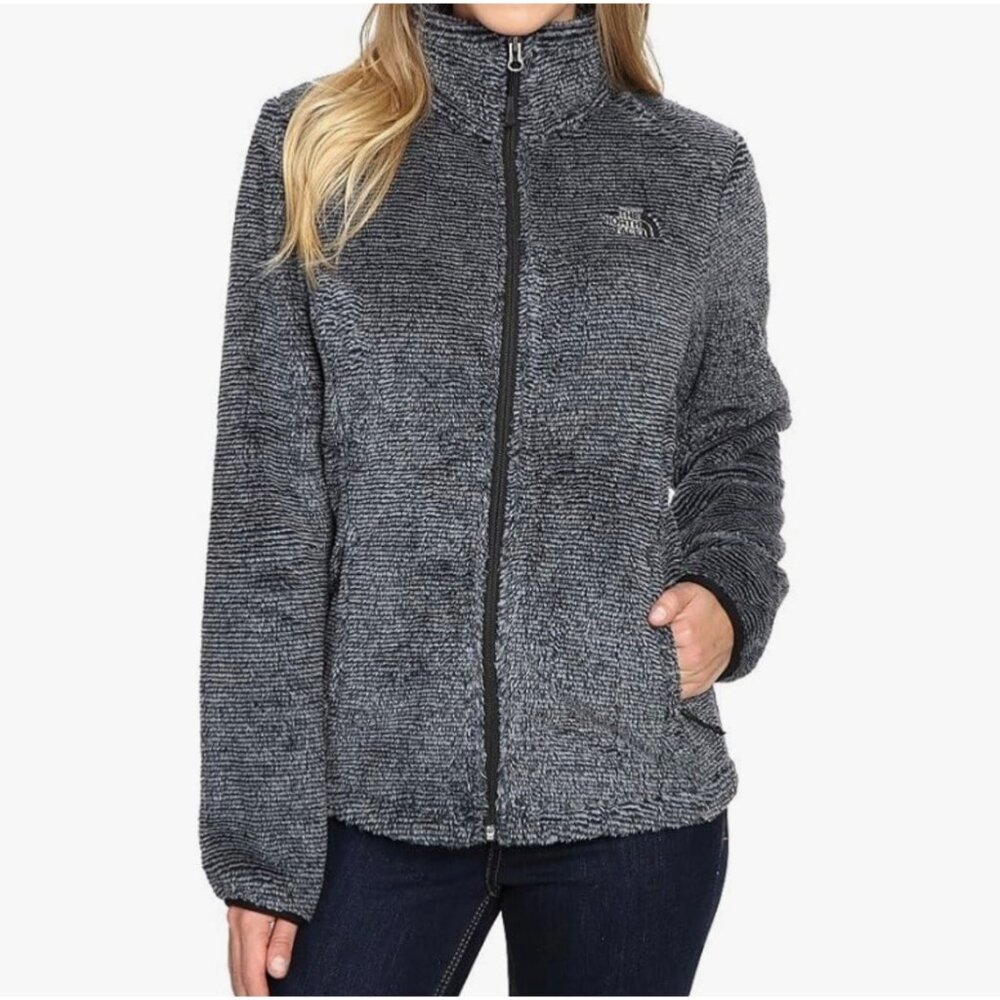 The North Face Womens Osito 2 Fleece Zip Jacket Black Mid Grey Stripe size Small - Picture 1 of 16
